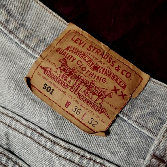 Vintage 90's Men's Levi's 501 Straight Button Fly Silver Gray Wash Denim Jeans - Picture 5 of 16